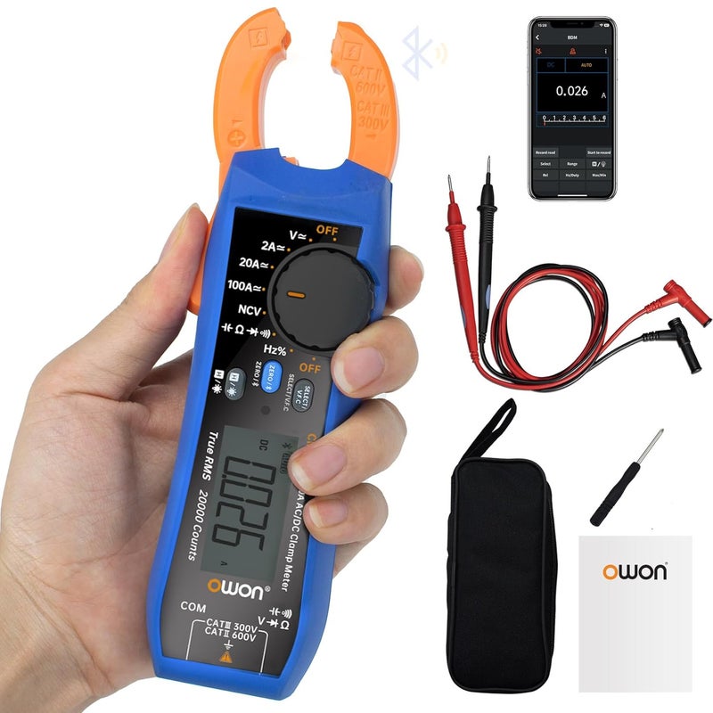 Owon Digital Clamp Meter Auto Range 20000 Counts AC/DC Resistance Capacitance Tester Multiple Measurement Functions NVC VFC Diode Overload Protection True RMS Multimeter CM2100B - Image 1